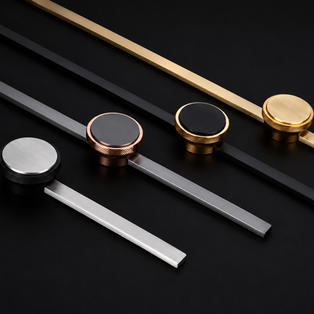 Duct designer cabinet handle from the Atcraft Aura Collection