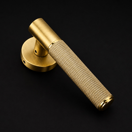 Frida designer rose handle on rosette from the Atcraft Aura Collection