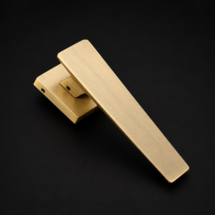 Zeta designer rose handle on rosette from the Atcraft Aura Collection