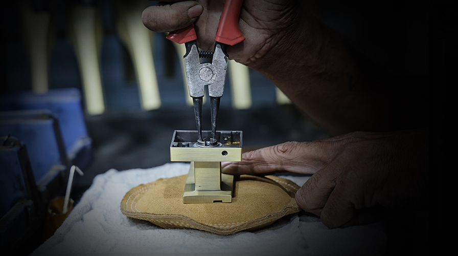 Precision assembly process of luxury architectural door handles at Atcraft