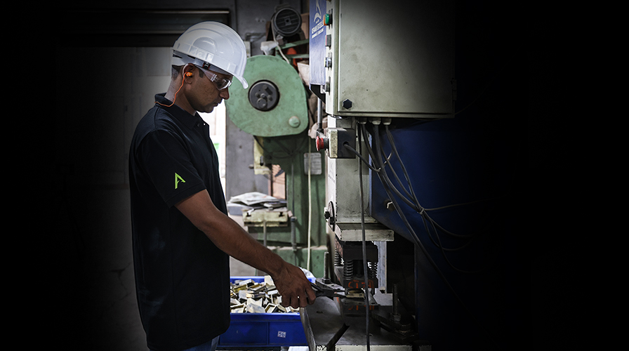 Precision metal pressing and stamping in the Atcraft hardware manufacturing press shop