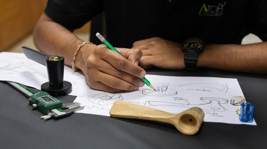 Conceptualization and ideation process for custom door handles at Atcraft Design Studio